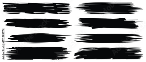 Flat Paint Brush Thin Full Background High Detail Abstract Vector Background Set.