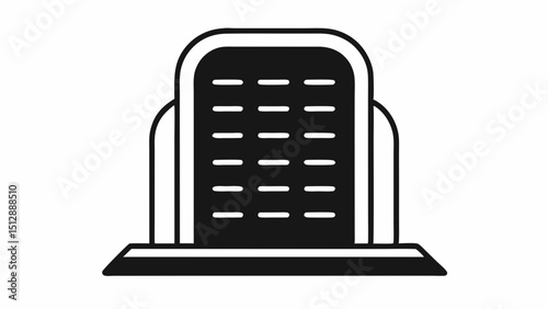 Tombstone with horizontal lines in black and white  vector, silhouette, illustration, horizontal, isolated assets, 