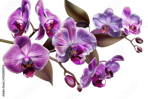 Ultra Hd Visual of Tropical Purple Orchids on Transparent Background