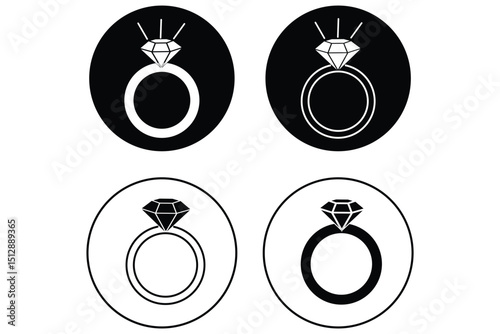 Diamond ring icon . Symbol of Love, Commitment, and Marriage.