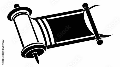 Illustration of a torah scroll in black and white  vector, silhouette, illustration, horizontal, isolated assets, 