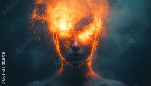 Fiery woman's face