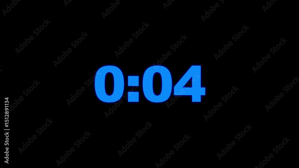countdown timer 10 seconds animation.Neon glowing Countdown timer clock number 10 minute from 0 second.