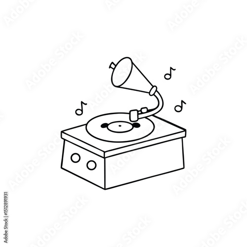 old gramophone with vinyl record