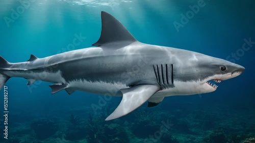 Wallpaper Mural Majestic shark swimming gracefully in ocean depths Torontodigital.ca