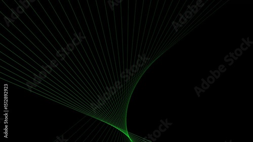Abstract geometric rotate white line wave animation. Black background 4k video.