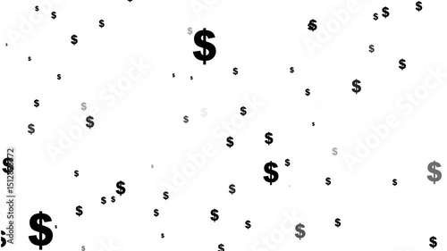 Dollar symbols rain effect animation. Money rain business animation. Falling dollar sign rain particles loop animation footage.