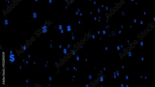 Dollar sign currency flying animation. Finance and Economy concept background.