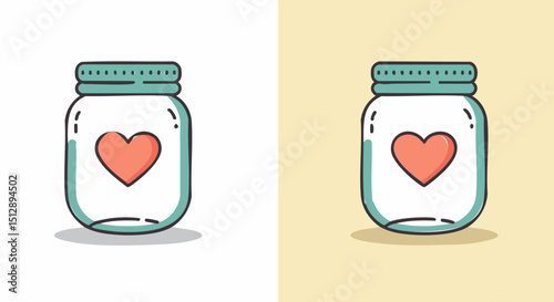 Charity donation concept mason jar with heart illustration vector graphic design for valentine's day love and wedding concept art