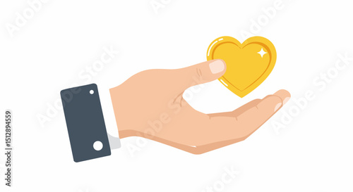 Charity donation concept hand holding golden heart coin symbol of love and charity concept for donation and giving back project