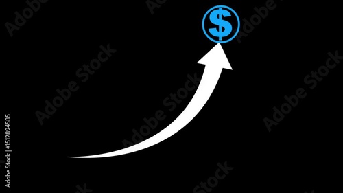 Business growth concept with dollar.Animation of dollar symbol over green graph moving against stock market data processing