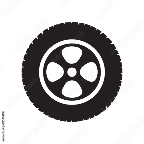 Car Tire with Alloy Wheel Vector Illustration