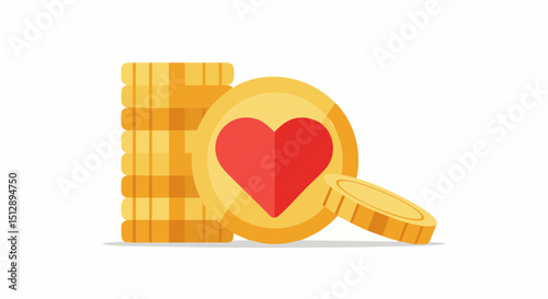 Charity donation concept charity donation coins with heart concept for fundraising and financial support and love symbol concept