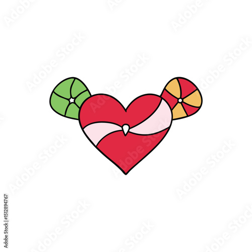 red heart with floral ornament