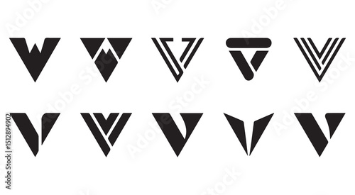 Abstract v letter logo design collection