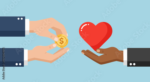 Charity donation concept charity donation concept showing giving money to help with love and support for a good cause concept
