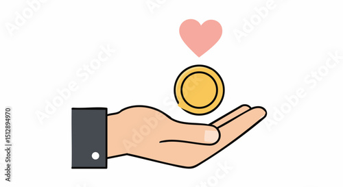 Charity donation concept charity donation hand giving money with heart for love and support fundraising and help concept