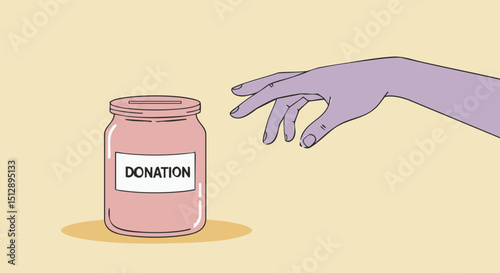 Charity donation concept donation jar illustration: support charity and make a difference with your kind contribution today