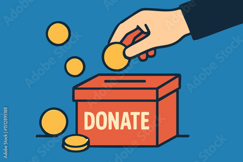 Charity donation concept donation box charity fundraising contribute help give support donate money financial aid assistance concept