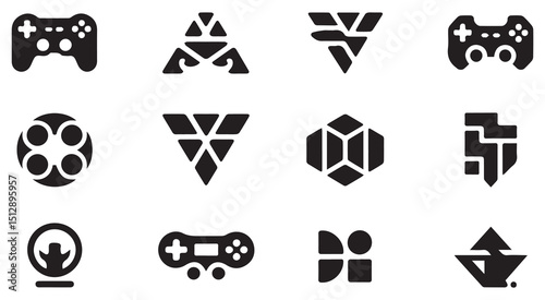 Abstract gaming logos game controller symbols designs
