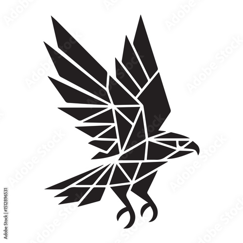 Geometric eagle design black and white illustration