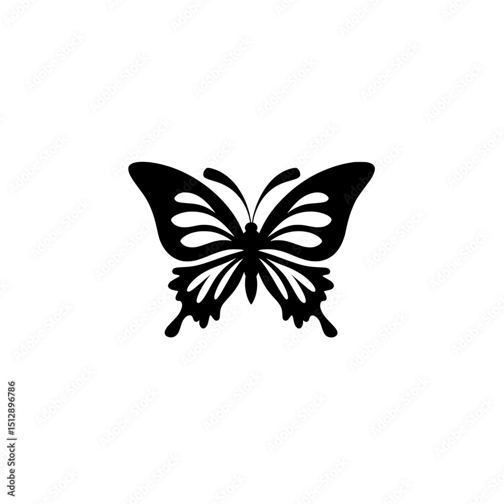 Ornate butterfly vector icon with fine linework and decorative wing pattern Ornate butterfly vector icon with fine linework and decorative wing pattern