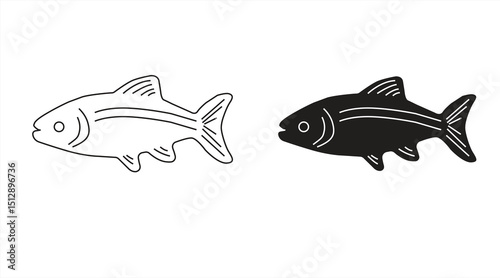 fish icon, sea fish silhouette, eps 10 on white background, vector illustration.