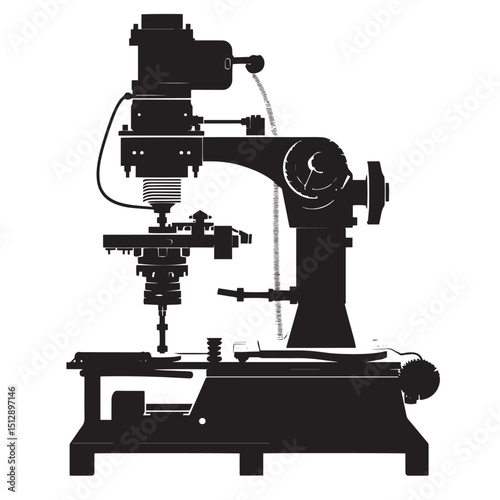 Milling machine silhouette isolated on white background