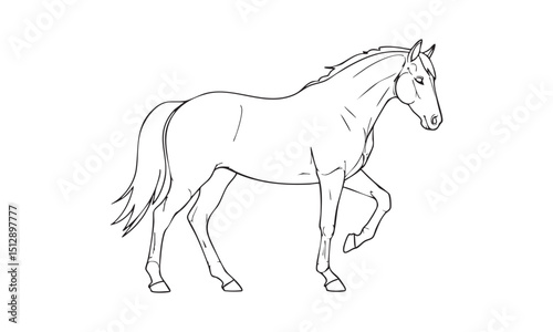 Standing horse in profile bold line art