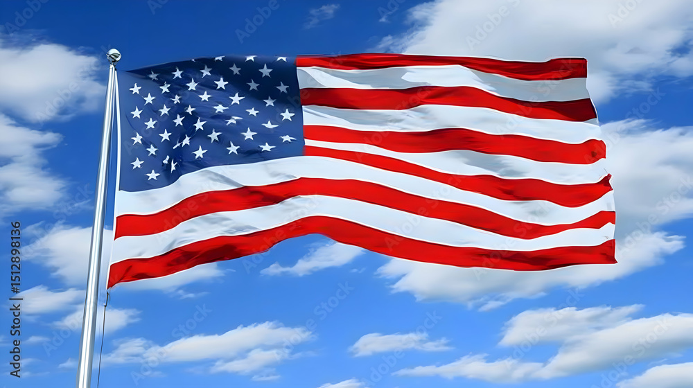 Obraz premium American Flag Under Blue Sky