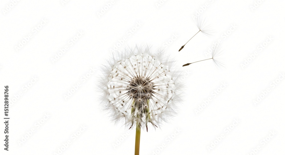 Fototapeta premium Perfect Dandelion Seed Head with Dispersing Seeds A Close-Up Shot