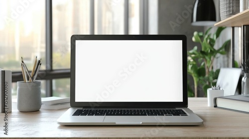 Wallpaper Mural Workspace with mockup blank screen laptop computer. Torontodigital.ca