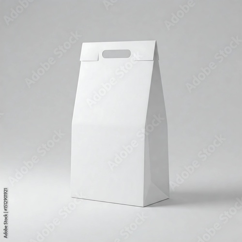 White Paper Shopping Bag with Handle - Clean Retail Mockup - Branding Presentation