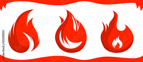 Fire icon vector set color