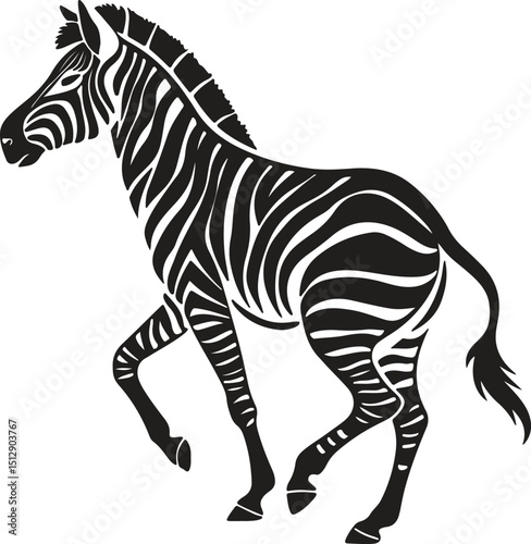 Standing Zebra Silhouette with Flicking Tail