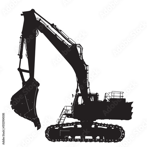 Mining shovel silhouette isolated on white background