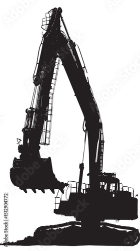 Mining shovel silhouette isolated on white background