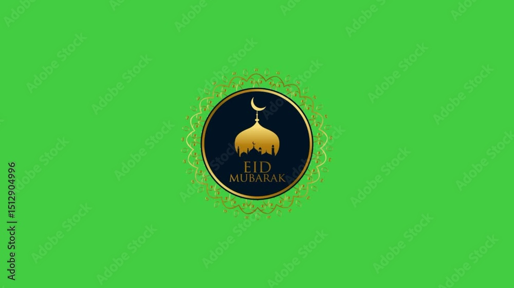 green screen eid mubarak silhouette of golden mosque image