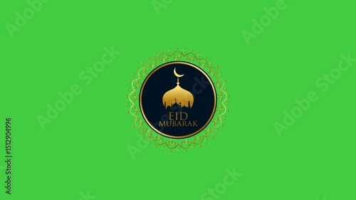 green screen eid mubarak silhouette of golden mosque image