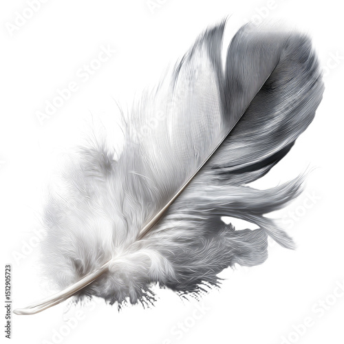 Single White Feather Isolated on Black Background, Symbolizing Freedom and Lightness