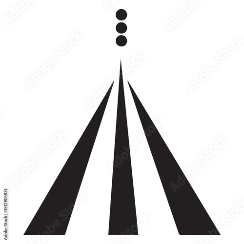 Abstract three lines converging to three dots