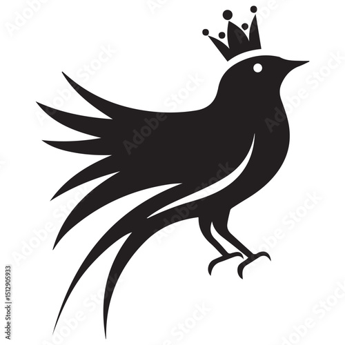Majestic crowned bird elegant silhouette design