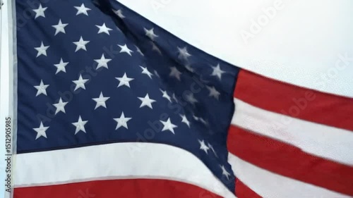 Patriotic Flag Boldly Waves Vibrant Red White Blue