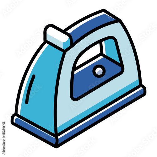 Isometric illustration of a modern blue iron