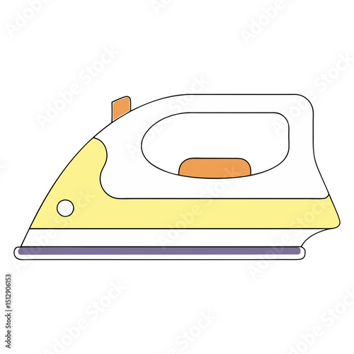 Simple illustration of a yellow and white iron