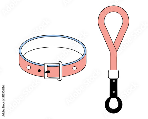 Pink dog collar and leash set illustration