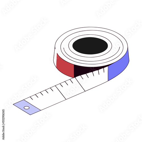 Rolled up measuring tape illustration design element