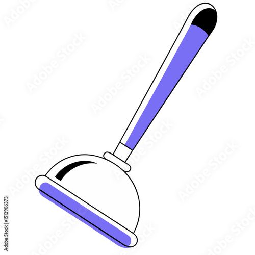 Purple and white plunger cartoon illustration