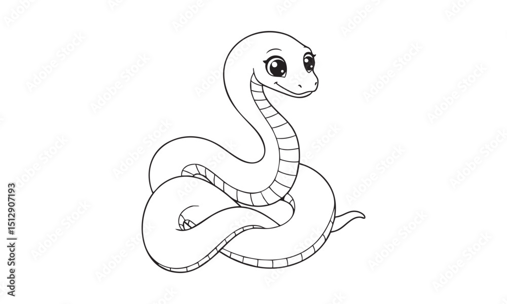 Fototapeta premium Coiled Snake Outline for Coloring Activity