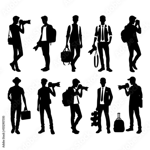 set of  photographer silhouette,  set of  photographer vector